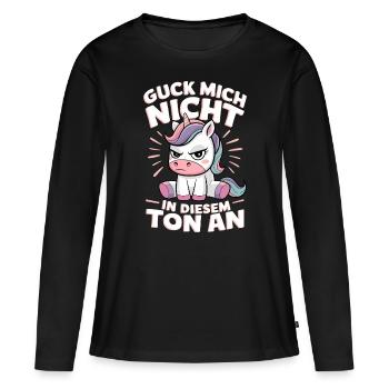 Ne me regarde pas sur ce ton - T-shirt manches longues Premium bio Femme - noir - Devant - Julia (174cm)