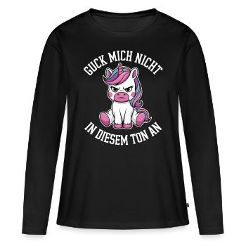 Ne me regarde pas sur ce ton - T-shirt manches longues Premium bio Femme - noir - Devant - Julia (174cm)