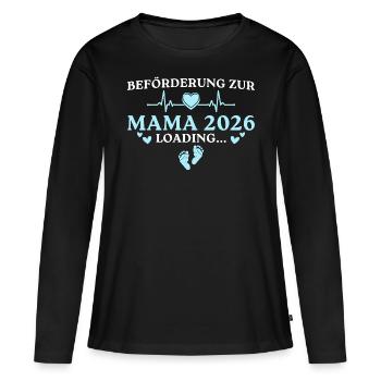 Werdende Mama 2026 Schwangerschaft verkünden - Frauen Premium Bio Langarmshirt - Schwarz - Vorne - Julia (174cm)