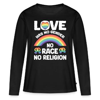 Gegen Rassismus! Für Politik Menschenrechte Liebe - Frauen Premium Bio Langarmshirt - Schwarz - Vorne - Julia (174cm)