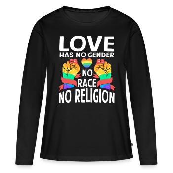 Amour, Déclaration pour l’Amour, l’Égalité et - T-shirt manches longues Premium bio Femme - noir - Devant - Julia (174cm)