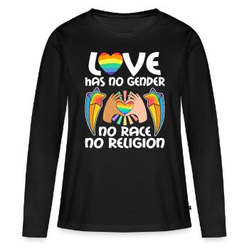 Amour, Déclaration pour l’Amour, l’Égalité et - T-shirt manches longues Premium bio Femme - noir - Devant - Julia (174cm)