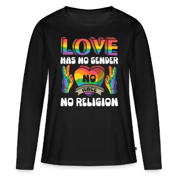 Amour, Déclaration pour l’Amour, l’Égalité et - T-shirt manches longues Premium bio Femme - noir - Devant - Julia (174cm)