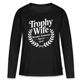 Ehefrau - Frauen Premium Bio Langarmshirt - Schwarz - Vorne - Julia (174cm)