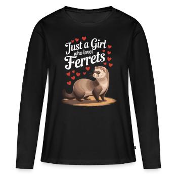 Frettchen Shirt – Perfekt für Frettchen-Liebhaber - Frauen Premium Bio Langarmshirt - Schwarz - Vorne - Julia (174cm)