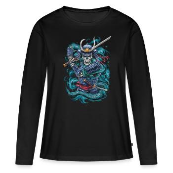 Guerrier samouraï fantomatique - T-shirt manches longues Premium bio Femme - noir - Devant - Julia (174cm)