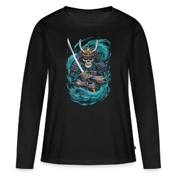Guerrier samouraï fantomatique - T-shirt manches longues Premium bio Femme - noir - Devant - Julia (174cm)