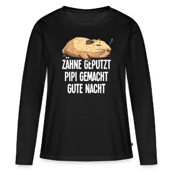 Teeth Brushed Good Night Capybara Pajama Gift - Women's Premium Organic Long Sleeve Shirt - black - Front - Julia (174cm)