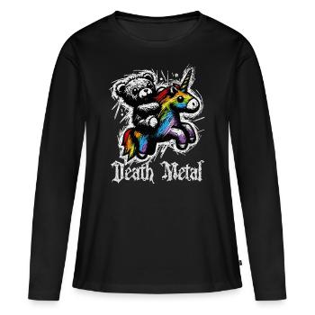 DEATH METAL UNICORN TEDDY drôle, mignon et rock - T-shirt manches longues Premium bio Femme - noir - Devant - Julia (174cm)
