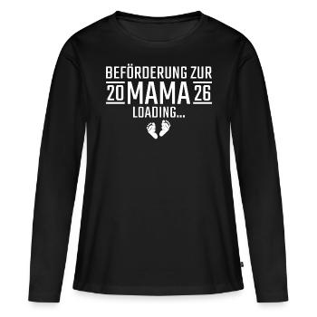Beförderung zur Mama 2026 loading - Frauen Premium Bio Langarmshirt - Schwarz - Vorne - Julia (174cm)