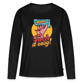 Polsterer Polsterin Polsterei Tack It Easy - Frauen Premium Bio Langarmshirt - Schwarz - Vorne - Julia (174cm)