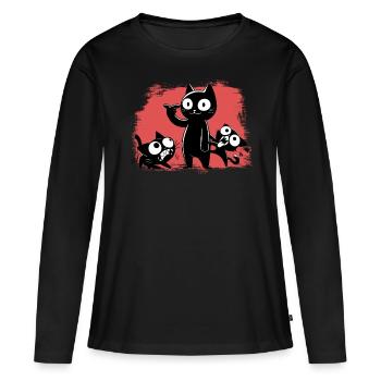Pas pour les âmes sensibles et les fous - T-shirt manches longues Premium bio Femme - noir - Devant - Julia (174cm)
