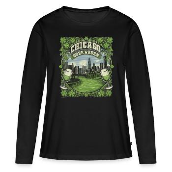 Chicago se met au vert - T-shirt manches longues Premium bio Femme - noir - Devant - Julia (174cm)