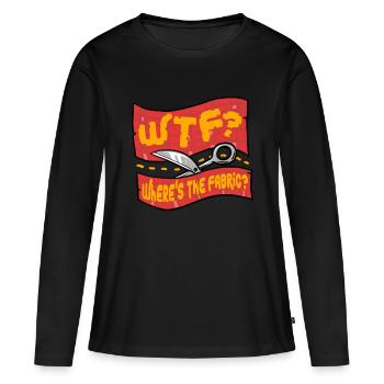 Polsterer Polsterin Polsterei Where's The Fabric? - Frauen Premium Bio Langarmshirt - Schwarz - Vorne - Julia (174cm)