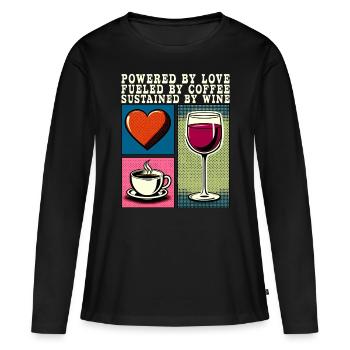 Love Coffee Wine Retro Pop Art Muttertag Geschenk - Frauen Premium Bio Langarmshirt - Schwarz - Vorne - Julia (174cm)