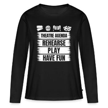 Théâtre Agenda Répéter Pièce de théâtre Acteur amusant Idée cadeau - T-shirt manches longues Premium bio Femme - noir - Devant - Julia (174cm)