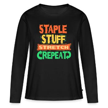 Polsterer Polsterin Staple Stuff Strech Repeat - Frauen Premium Bio Langarmshirt - Schwarz - Vorne - Julia (174cm)