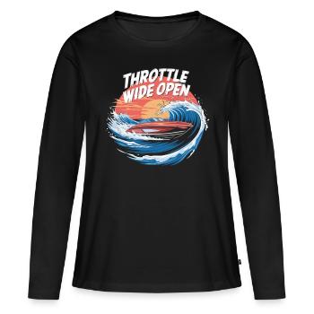 Speedboot Action Shirt - Frauen Premium Bio Langarmshirt - Schwarz - Vorne - Julia (174cm)