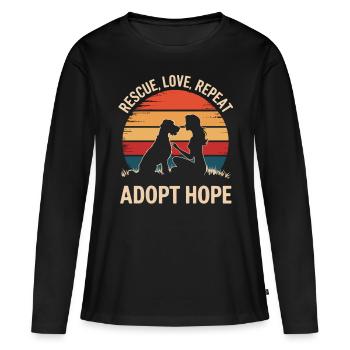 Dog Adoption Shirt for Women - Women's Premium Organic Long Sleeve Shirt - black - Front - Julia (174cm)