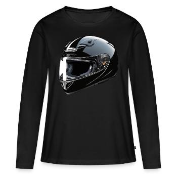 Biker Helmet - Motorbike Design - Frauen Premium Bio Langarmshirt - Schwarz - Vorne - Julia (174cm)