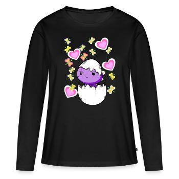 Drache Ostern Osterei Eierschale Drache Kind Baby - Frauen Premium Bio Langarmshirt - Schwarz - Vorne - Julia (174cm)