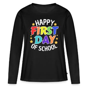 Premier jour d’école Spruch Début de l’école - T-shirt manches longues Premium bio Femme - noir - Devant - Julia (174cm)