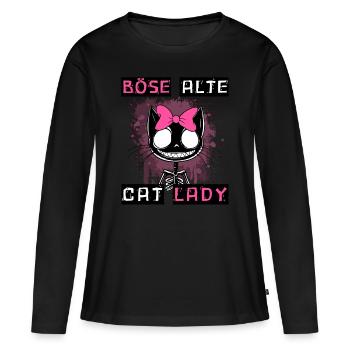 Boese alte Cat Lady Niedlich? Nein, nur gefährlich - Frauen Premium Bio Langarmshirt - Schwarz - Vorne - Julia (174cm)