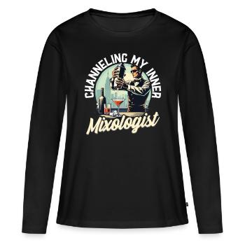Barman Barman Barman Mixologue - T-shirt manches longues Premium bio Femme - noir - Devant - Julia (174cm)