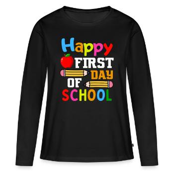 Premier jour d’école Début de l’école - T-shirt manches longues Premium bio Femme - noir - Devant - Julia (174cm)
