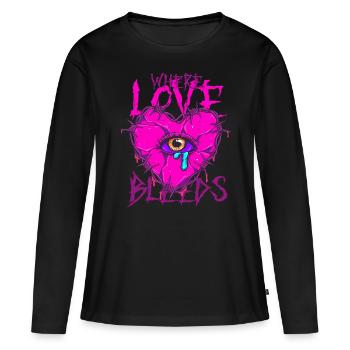 Romance sombre où l’amour saigne - T-shirt manches longues Premium bio Femme - noir - Devant - Julia (174cm)