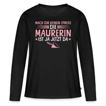Maurermeister Handwerker Maurerin - Frauen Premium Bio Langarmshirt - Schwarz - Vorne - Julia (174cm)