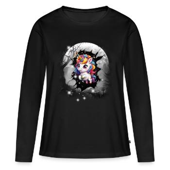Licorne Licorne Créature mythique Créature mythique Enfants - T-shirt manches longues Premium bio Femme - noir - Devant - Julia (174cm)