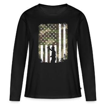 Pêcheurs sur camouflage drapeau américain camouflage pour les pêcheurs - T-shirt manches longues Premium bio Femme - noir - Devant - Julia (174cm)