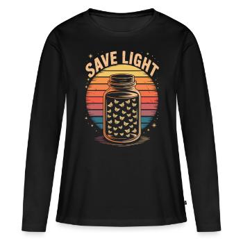 Save Light – Retro Fireflies - Women's Premium Organic Long Sleeve Shirt - black - Front - Julia (174cm)