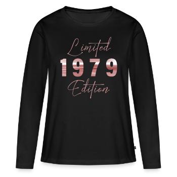 Minimalist Limited 1979 Edition Geburtstag Pastel - Frauen Premium Bio Langarmshirt - Schwarz - Vorne - Julia (174cm)