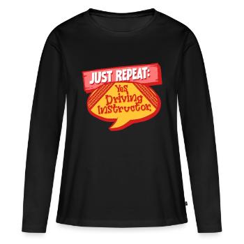 Instructeur de conduite Instructeur d’auto-école Instructeur de conduite - T-shirt manches longues Premium bio Femme - noir - Devant - Julia (174cm)