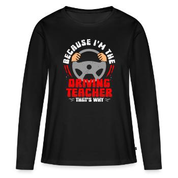 Instructeur de conduite Instructeur d’auto-école - T-shirt manches longues Premium bio Femme - noir - Devant - Julia (174cm)