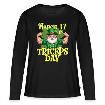 Trizeps Workout Fitness Le 17 mars est la journée des triceps - T-shirt manches longues Premium bio Femme - noir - Devant - Julia (174cm)