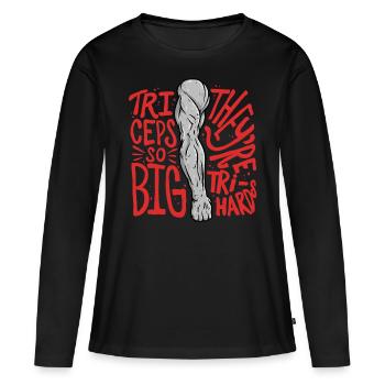 Trizeps Workout Triceps si gros qu’ils sont tri-durs - T-shirt manches longues Premium bio Femme - noir - Devant - Julia (174cm)