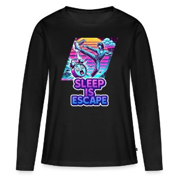 Le sommeil, c’est l’évasion – Le sommeil est la seule issue de secours - T-shirt manches longues Premium bio Femme - noir - Devant - Julia (174cm)