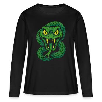 Serpent venimeux en colère dans le style néon - T-shirt manches longues Premium bio Femme - noir - Devant - Julia (174cm)