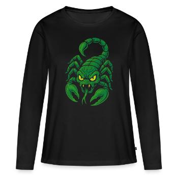 Scorpion vert vénéneux dans le style bande dessinée - T-shirt manches longues Premium bio Femme - noir - Devant - Julia (174cm)