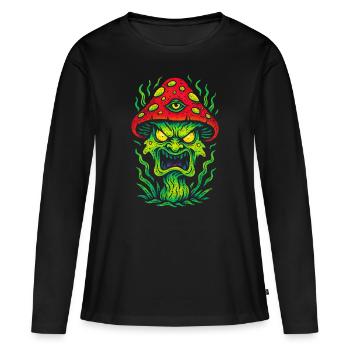 Psycho-Fliegenpilz mit drittem Auge - Frauen Premium Bio Langarmshirt - Schwarz - Vorne - Julia (174cm)