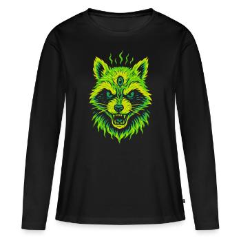 Mystischer Waschbär mit drittem Auge - Frauen Premium Bio Langarmshirt - Schwarz - Vorne - Julia (174cm)