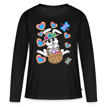 Lapin de Pâques Oeufs de lapin de Pâques Oeufs de Pâques - T-shirt manches longues Premium bio Femme - noir - Devant - Julia (174cm)
