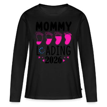 Mommy Loading 2026 With Cute Baby Feet - Women's Premium Organic Long Sleeve Shirt - black - Front - Julia (174cm)
