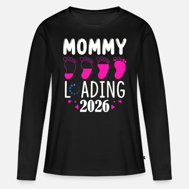 Mommy Loading 2026 Vorfreude - Frauen Premium Bio Langarmshirt - Schwarz