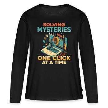 La criminalistique numérique, un clic à la fois - T-shirt manches longues Premium bio Femme - noir - Devant - Julia (174cm)