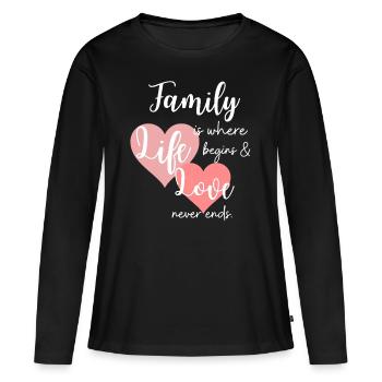Famille Dicton Amour Cohésion - T-shirt manches longues Premium bio Femme - noir - Devant - Julia (174cm)
