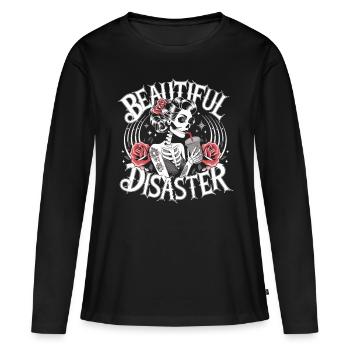 Beauté du squelette avec boisson - T-shirt manches longues Premium bio Femme - noir - Devant - Julia (174cm)